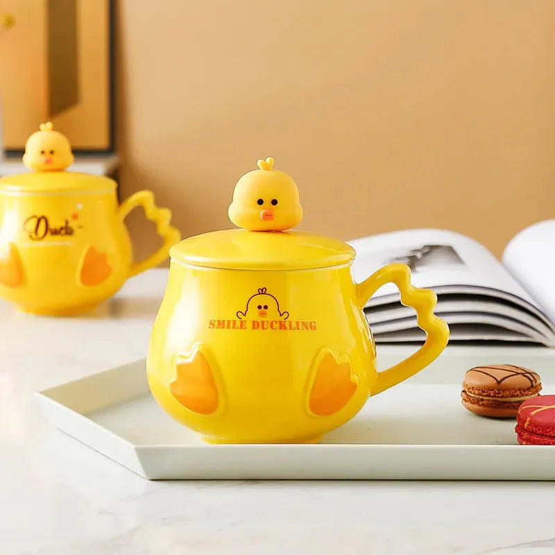 Creative Cute Ceramic Mug With Lid And Spoon - Bellarte Enchanté Creative Cute Ceramic Mug With Lid And Spoon